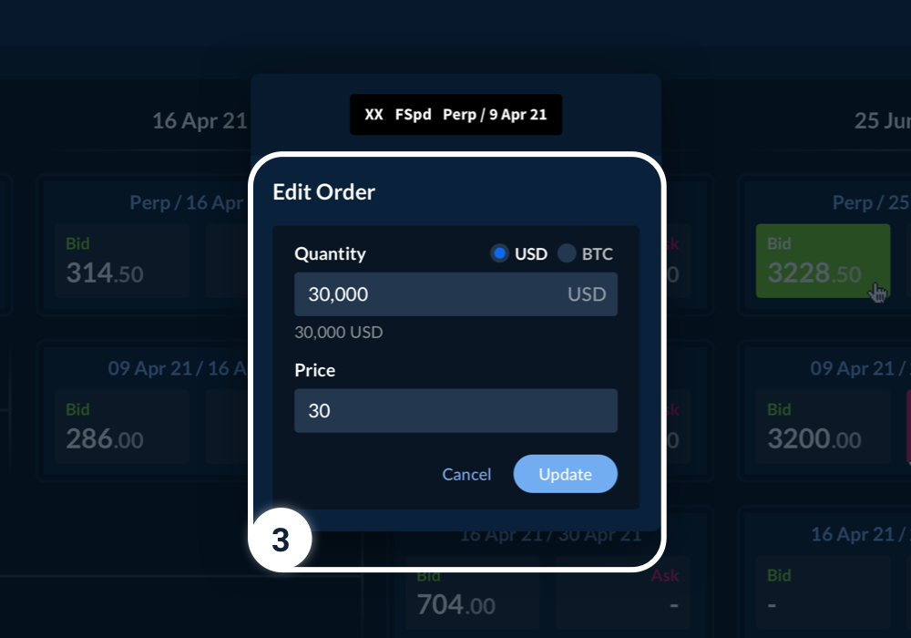 Paradigm Futures Spreads Dashboard - Edit Open Order