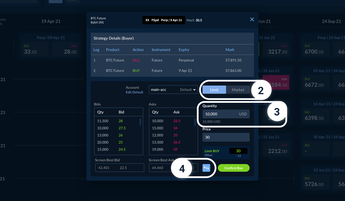 Paradigm Futures Spreads Dashboard - Post Limit Order